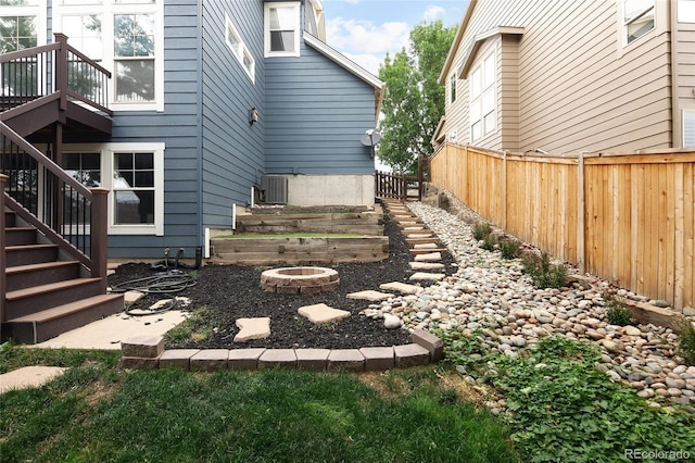 4488 Larksong Pl, Castle Rock, CO 80109 - view of yard with stairway and a fire pit