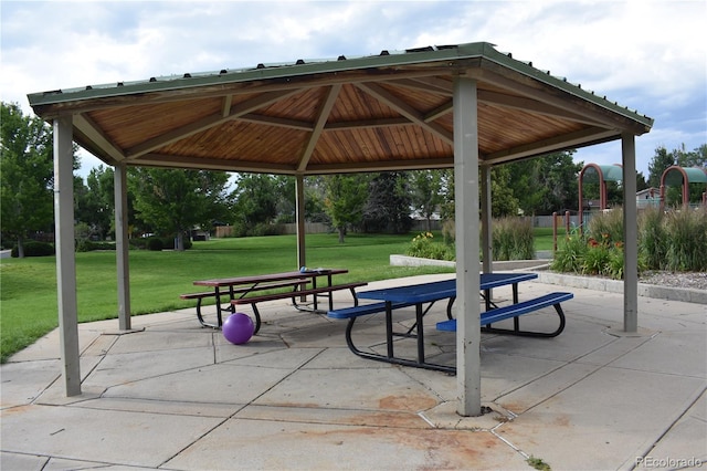 15035 E Grand Ave, Aurora, CO 80015 - view of home's community with a gazebo, a lawn, and a patio area