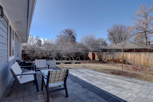 view of patio featuring a fenced backyard