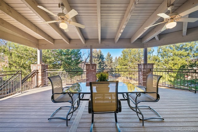 deck featuring a ceiling fan