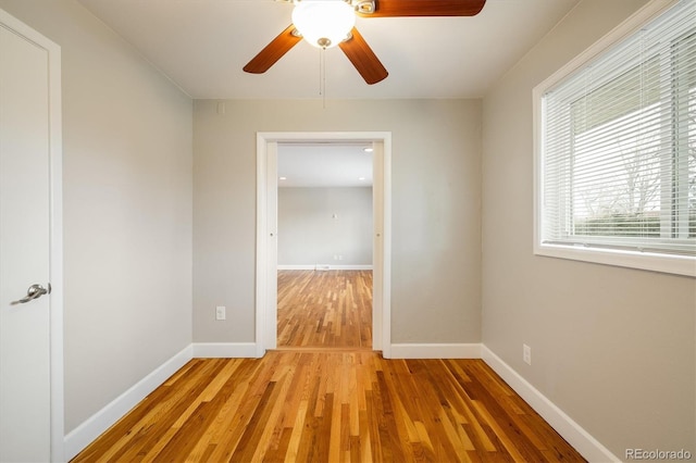 interior space featuring ceiling fan and light hardwood / wood-style floors