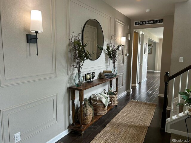 hall featuring dark hardwood / wood-style flooring