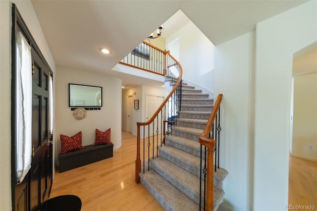1881 Alma Ln, Superior, CO 80027 - stairway with wood finished floors and recessed lighting
