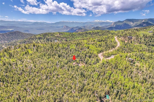 11333 Conifer Mountain Rd, Conifer, CO 80433 - drone / aerial view of a forest and a mountain backdrop