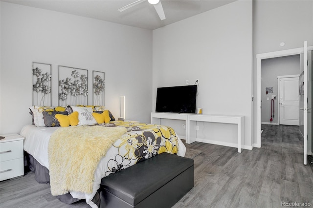 2742 Show Hunter Way, Colorado Springs, CO 80922 - bedroom with wood finished floors and a ceiling fan