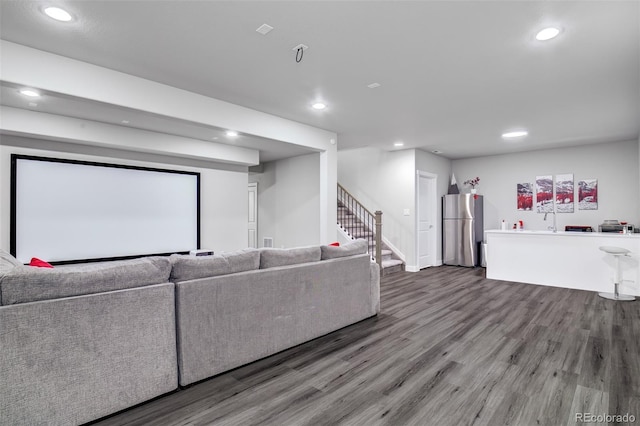 2742 Show Hunter Way, Colorado Springs, CO 80922 - home theater featuring recessed lighting, wood finished floors, and baseboards