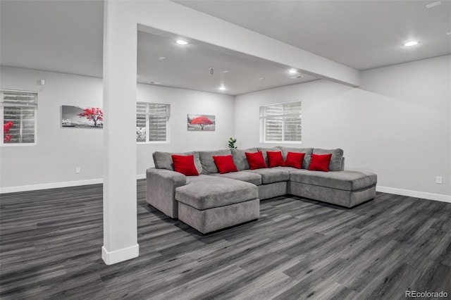 2742 Show Hunter Way, Colorado Springs, CO 80922 - living area with dark wood-style floors, baseboards, and recessed lighting