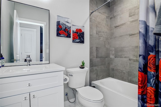 2742 Show Hunter Way, Colorado Springs, CO 80922 - bathroom with toilet, vanity, and shower / bath combo with shower curtain