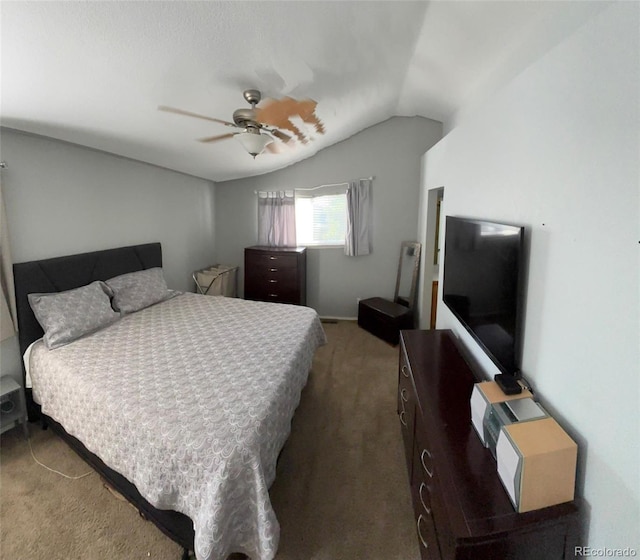 5201 E 127th Dr, Thornton, CO 80241 - bedroom featuring carpet floors, lofted ceiling, and ceiling fan