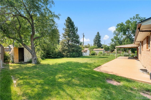 7135 S Sherman St, Centennial, CO 80122 - view of yard featuring a shed and a patio
