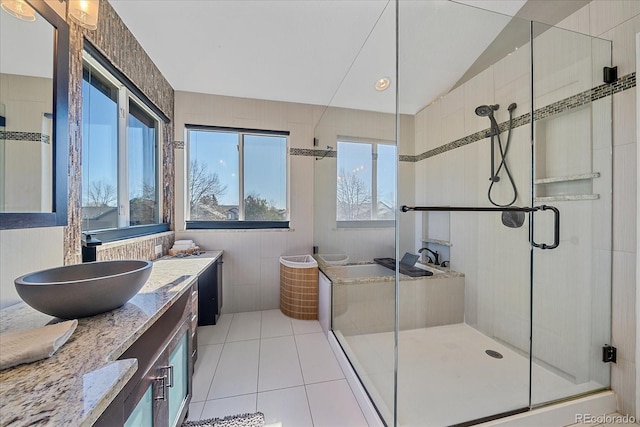 10127 W 100th Ct, Westminster, CO 80021 - bathroom with a shower stall, vanity, and tile patterned floors