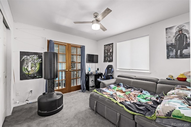 1588 W 111th Ave, Northglenn, CO 80234 - bedroom featuring french doors, carpet flooring, and ceiling fan