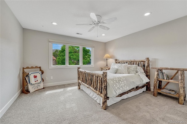 1915 Hunters Point Ln, Colorado Springs, CO 80919 - bedroom featuring carpet floors, recessed lighting, and a ceiling fan