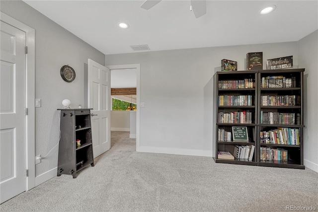 1915 Hunters Point Ln, Colorado Springs, CO 80919 - sitting room with carpet flooring, recessed lighting, and ceiling fan