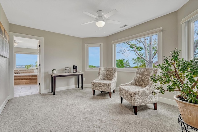1915 Hunters Point Ln, Colorado Springs, CO 80919 - sitting room with carpet floors and a ceiling fan