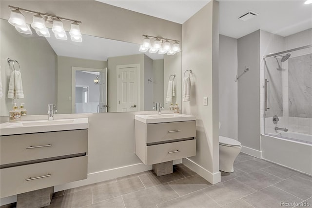 1915 Hunters Point Ln, Colorado Springs, CO 80919 - bathroom featuring tile patterned floors, vanity, and shower / bathtub combination