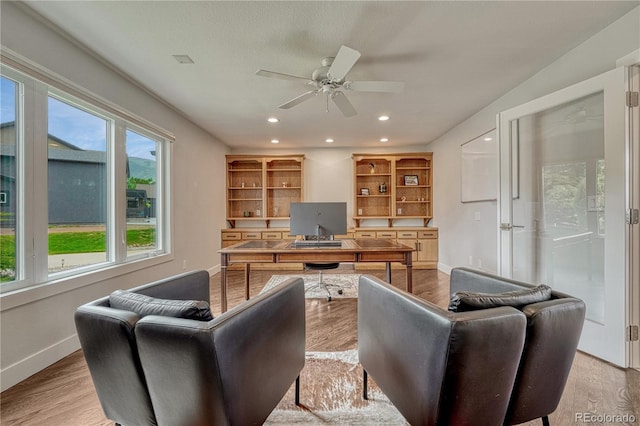 1915 Hunters Point Ln, Colorado Springs, CO 80919 - office featuring healthy amount of natural light, light wood-style floors, ceiling fan, and recessed lighting