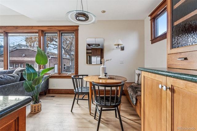 dining room with light hardwood / wood-style floors