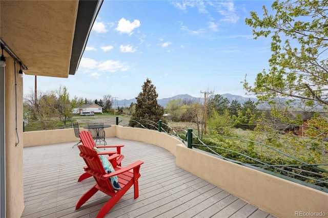 1069 Crestmoor Dr, Boulder, CO 80303 - wooden terrace with a mountain view