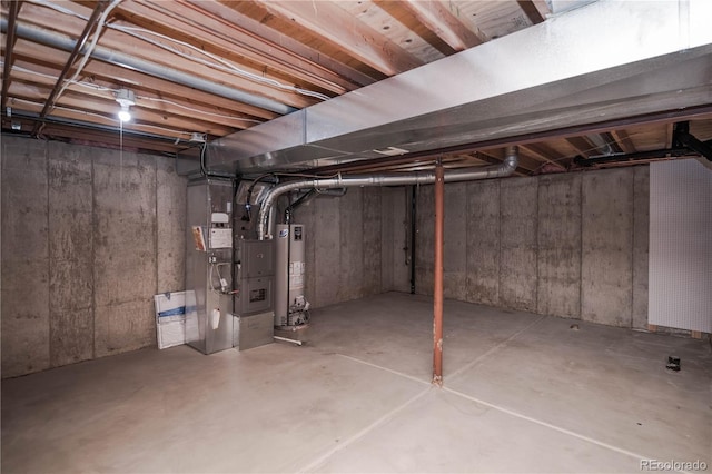 basement with gas water heater