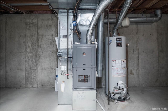 utility room with gas water heater