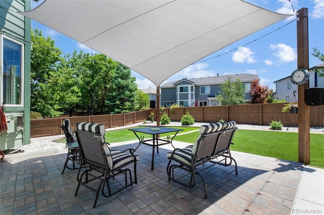 view of patio / terrace with outdoor dining area and a fenced backyard