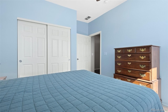 unfurnished bedroom featuring a closet and visible vents