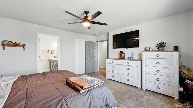 6207 Kildare Dr, Colorado Springs, CO 80927 - carpeted bedroom with ceiling fan and ensuite bathroom