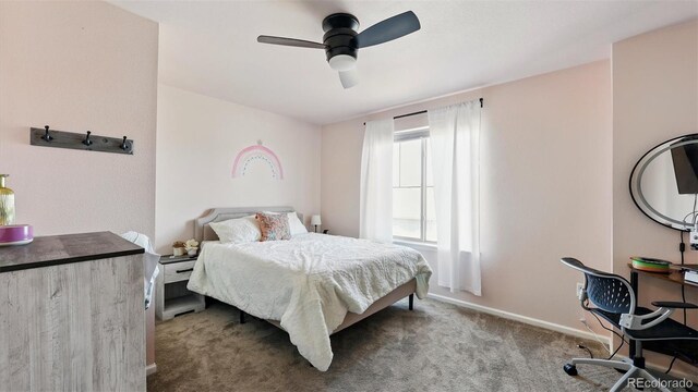 6207 Kildare Dr, Colorado Springs, CO 80927 - bedroom featuring carpet floors, baseboards, and ceiling fan