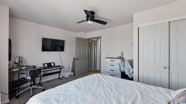 6207 Kildare Dr, Colorado Springs, CO 80927 - bedroom with carpet, a closet, an office area, and ceiling fan
