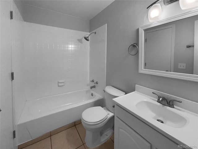 full bathroom featuring tile patterned floors, vanity, toilet, and washtub / shower combination