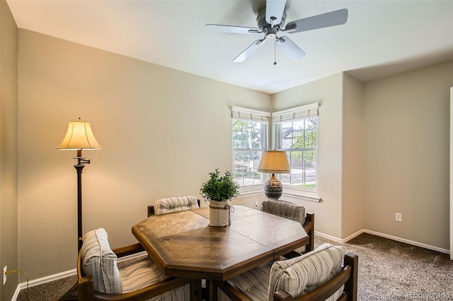 6114 Salvia Ln, Arvada, CO 80403 - carpeted dining room with a ceiling fan and baseboards