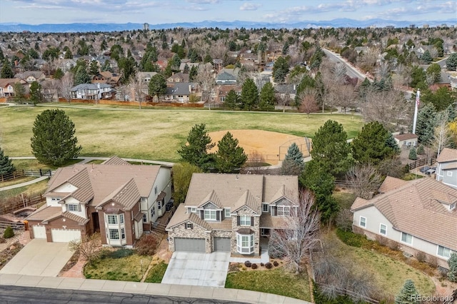 bird's eye view featuring a residential view