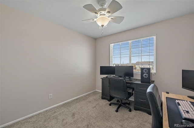 1899 Woodpark Dr, Colorado Springs, CO 80951 - office with light carpet, ceiling fan, and baseboards