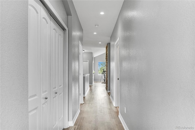 corridor featuring wood-type flooring