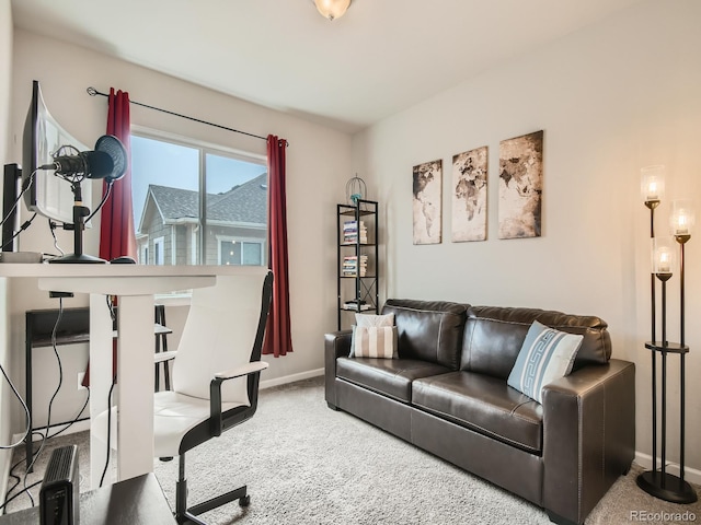 view of carpeted home office