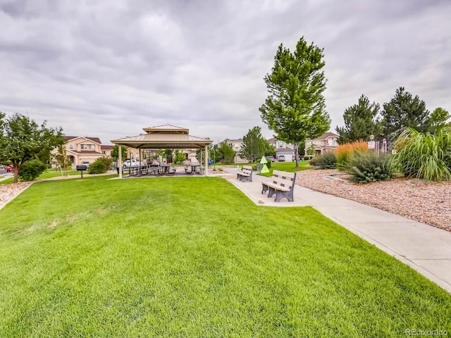 view of yard with a gazebo