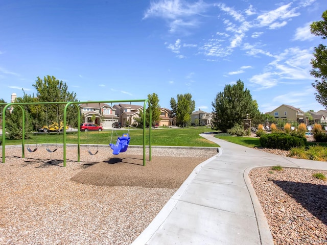 view of play area with a yard