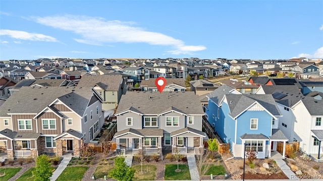 aerial view with a residential view