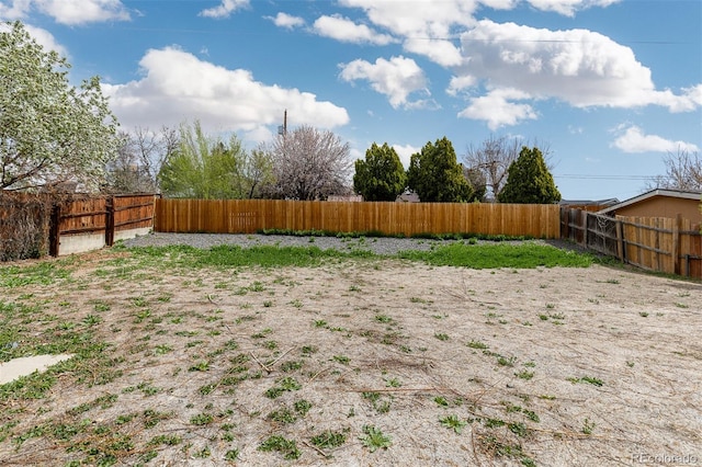 view of yard with a fenced backyard