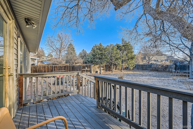 deck featuring a trampoline