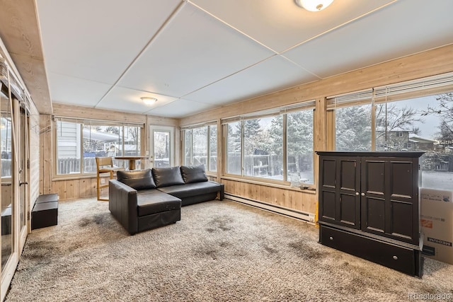 sunroom featuring a baseboard radiator