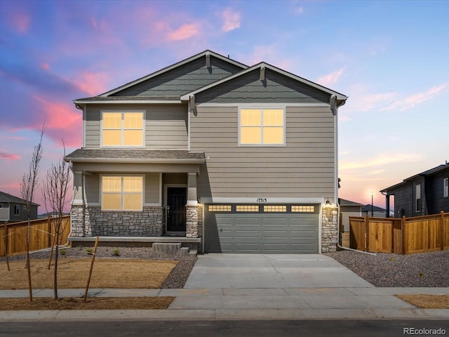 view of front facade featuring a garage