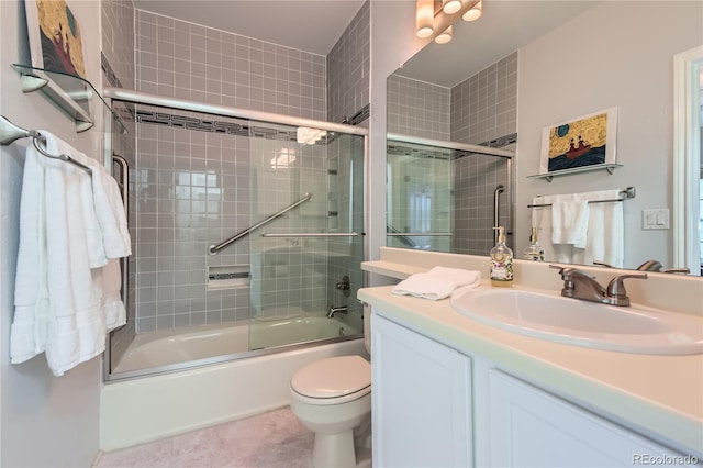 3040 W Prentice Ave Unit B, Littleton, CO 80123 - bathroom featuring vanity, shower / bath combination with glass door, and tile patterned flooring
