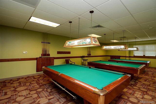 13500 E Cornell Ave Unit 302, Aurora, CO 80014 - rec room with a drop ceiling, pool table, and baseboards