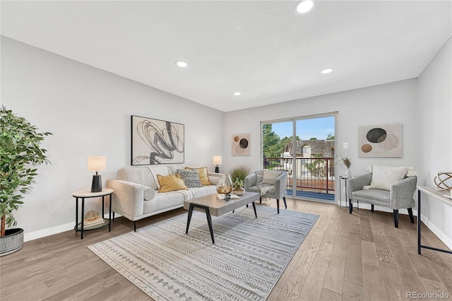 living room featuring light hardwood / wood-style floors