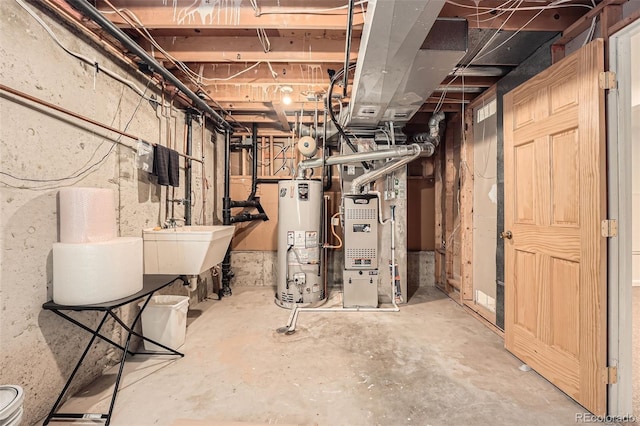 13934 W Warren Dr, Lakewood, CO 80228 - unfinished basement featuring gas water heater and heating unit