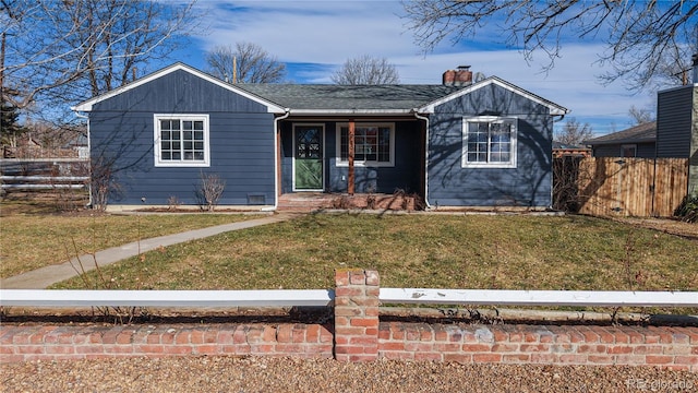 view of front of home with a front yard