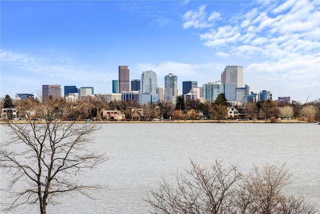 property's view of city with a water view