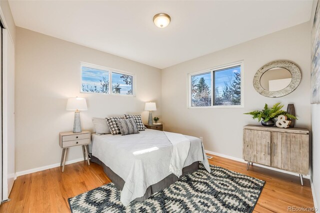 bedroom with wood-type flooring